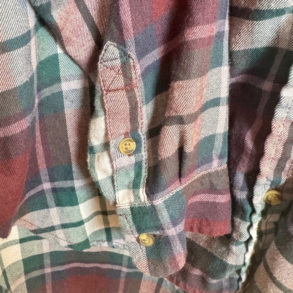 American Eagle Womens Flannel Shirt XS Extra Small Plaid Long Sleeve Button Up - Picture 2 of 4